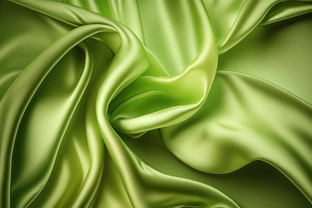 Light green silk satin. Abstract elegant background for design. Color gradient. Silky smooth fabricの素材