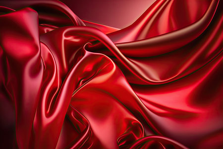 Red silk satin. Abstract elegant background for design. Color gradient. Silky smooth fabricの素材