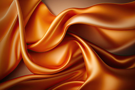 Orange silk satin. Abstract elegant background for design. Color gradient. Silky smooth fabricの素材