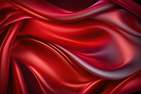 Red silk satin. Abstract elegant background for design. Color gradient. Silky smooth fabricの素材