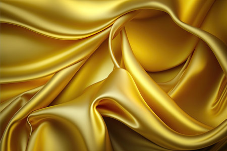Yellow-gold silk satin. Abstract elegant background for design. Color gradient. Silky smooth fabricの素材