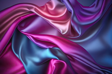 Dark blue and purple silk satin. Abstract elegant background for design. Color gradient. Silky smooth fabricの素材