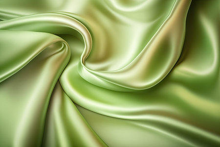 Light green silk satin. Abstract elegant background for design. Color gradient. Silky smooth fabricの素材
