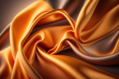 Orange silk satin. Abstract elegant background for design. Color gradient. Silky smooth fabricの素材