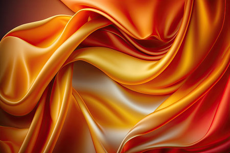 Orange yellow silk satin. Abstract elegant background for design. Color gradient. Silky smooth fabricの素材