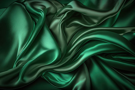Dark green pink silk satin. Abstract elegant background for design. Color gradient. Silky smooth fabricの素材