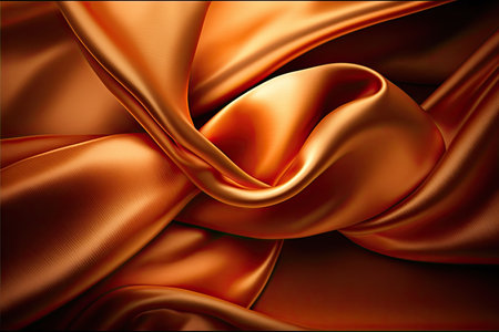 Orange silk satin. Abstract elegant background for design. Color gradient. Silky smooth fabricの素材