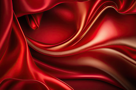 Red silk satin. Abstract elegant background for design. Color gradient. Silky smooth fabricの素材