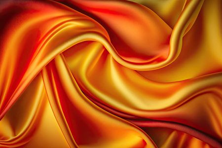 Orange yellow silk satin. Abstract elegant background for design. Color gradient. Silky smooth fabricの素材