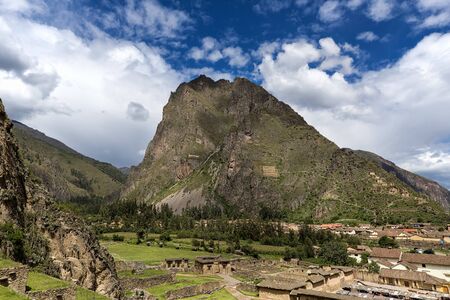 View of Ollantaytambo, in the Sacred Valley, Peruの写真素材