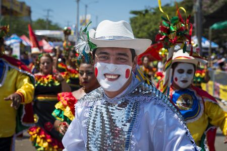 Barranquilla, Colombia - March 1, 2014: People at the carnival parades in the Carnival of...
