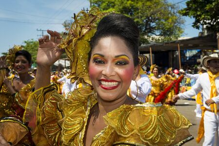 Barranquilla, Colombia - March 1, 2014: People at the carnival parades in the Carnival of Barranquilla, in Colombia.のeditorial素材