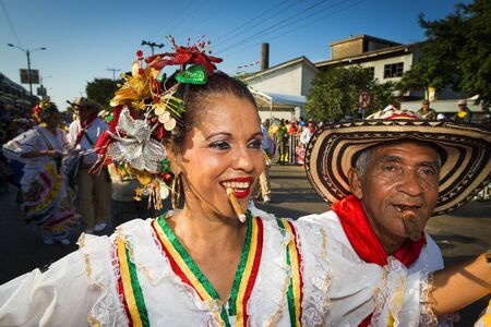 Barranquilla, Colombia - March 1, 2014: People at the carnival parades in the Carnival of Barranquilla, in Colombia.のeditorial素材