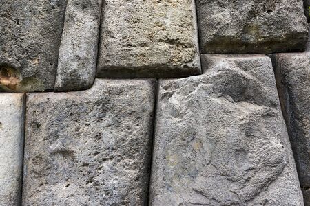 Detail of an ancient Inca wall in Sacsayhuaman, near Cusco, in Peru, South Americaの写真素材