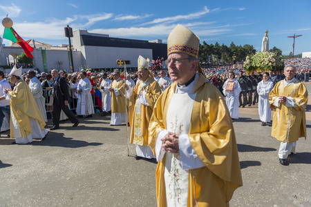 Fatima, Portugal - May 13, 2014: Group of Priests at the Sanctuary of Fatima during the celebrations...