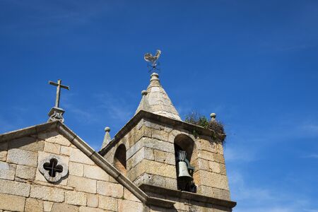 Detail of the bell tower of the Curch of the historic village of Idanha a Velha in Portugalの写真素材