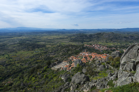 View of the historic village of Monsanto in Portugal; Concept for travel in Portugalの写真素材