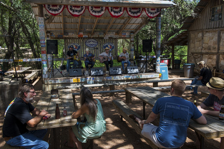 Luckenbach, Texas - June 8, 2014: People attending a country music concert in Luckenbach, Texas, USA.のeditorial素材