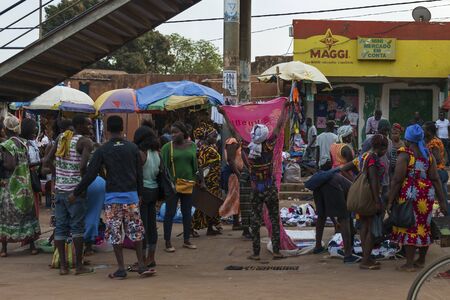 Bissau, Republic of Guinea-Bissau - January 28, 2018: Street scene in the city of Bissau with people...