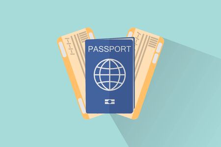 travel passport and plane tickets, flat style designの写真素材