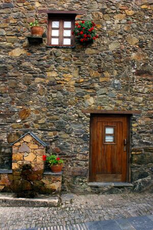 Detail of a house built in schist.の写真素材