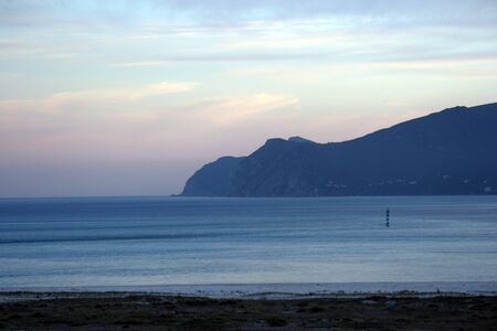 Detail of the portuguese Arrábida Mountain Range and the Atlantic Oceanの写真素材