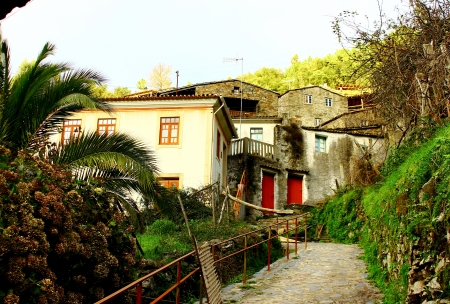 Small typical mountain village of schistのeditorial素材