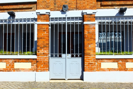 Detail of an old brick building at Lisbon, Portugalのeditorial素材