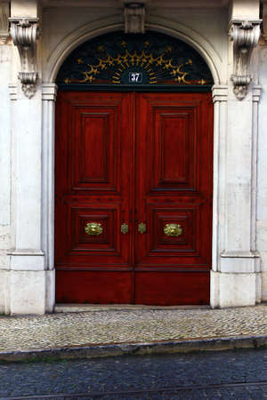 Detail of an old door at Lisbon, Portugalの写真素材