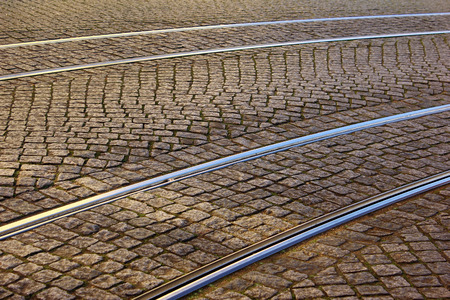 Tram Rail, Lisbon, Portugalの写真素材