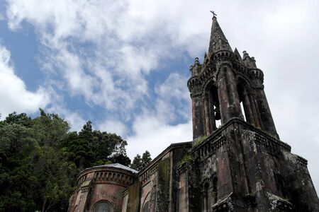 Chapel near Furnas lake, Sao Miguel island, Portugalの写真素材