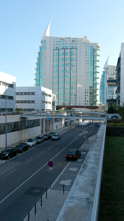 Detail of a modern building, Lisbon, Portugalのeditorial素材