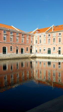 Building near the Tagus river, Lisbon, Portugalの写真素材