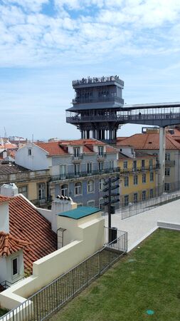 Santa Justa lift, Lisbon, Portugalの写真素材