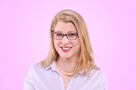 Blonde young woman with beautiful smileの写真素材