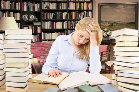 beautiful blonde blue eyes studying