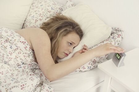 Waking up lateの写真素材