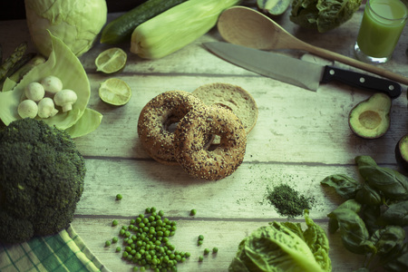 Healthy eating breat and veggiesの写真素材