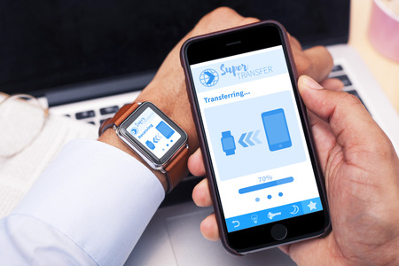 Smartphone and Smartwatchの写真素材