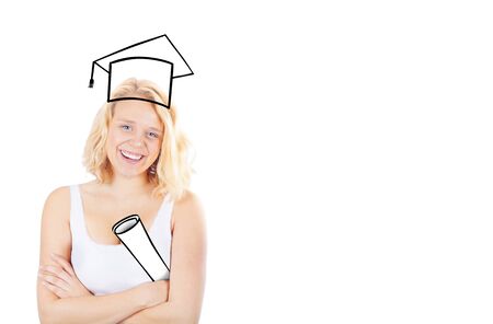 Girl being proud of her degreeの写真素材