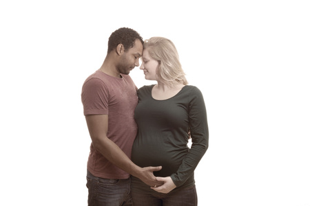Interracial pregnant coupleの写真素材
