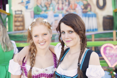 Two German girls at Oktoberfestの写真素材