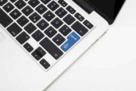 Laptop's keyboard with launch keyの写真素材