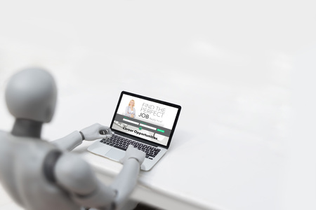 Robot cyborg searching job - Replacing humans conceptの写真素材