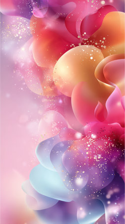 Soft flowing pastel shapes blended with shimmering golden particles create a luxurious and dreamy abstract design. Perfect for beauty branding, feminine marketing visuals, social media templates, event graphics, lifestyle blogs, and premium packaging.の素材