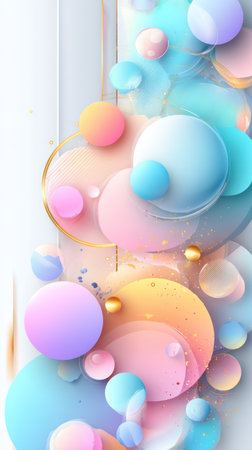 Colorful fluid shapes and soft gradients create a dynamic pastel abstract background ideal for branding, social media, packaging, posters, and modern digital design. Smooth 3D elements bring a dreamy, elegant, futuristic feel.の素材