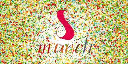 8 March lettering greeting card. International Happy Women's Day. Vector illustration.のイラスト素材