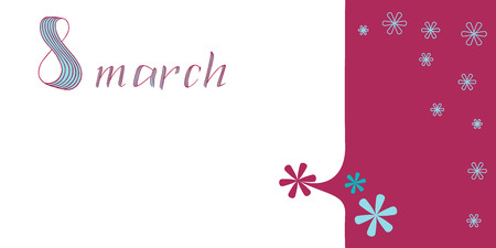 8 March lettering greeting card. International Happy Women's Day. Vector illustration.のイラスト素材