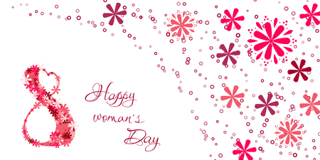 8 March lettering greeting card. International Happy Women's Day. Vector illustration.のイラスト素材
