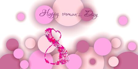 8 March lettering greeting card. International Happy Women's Day. Vector illustration.のイラスト素材
